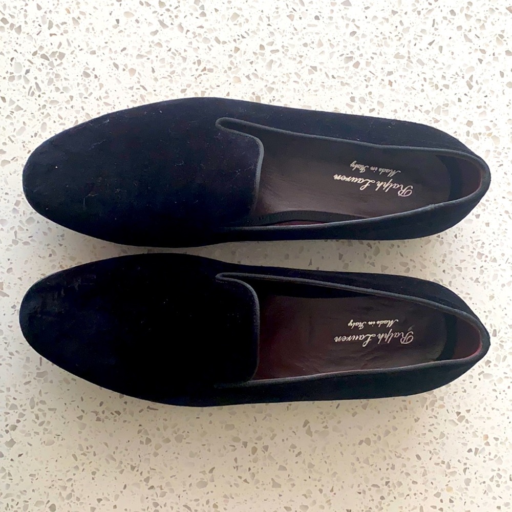 Ralph Lauren-Purple Label black velvet slippers-size 11.
